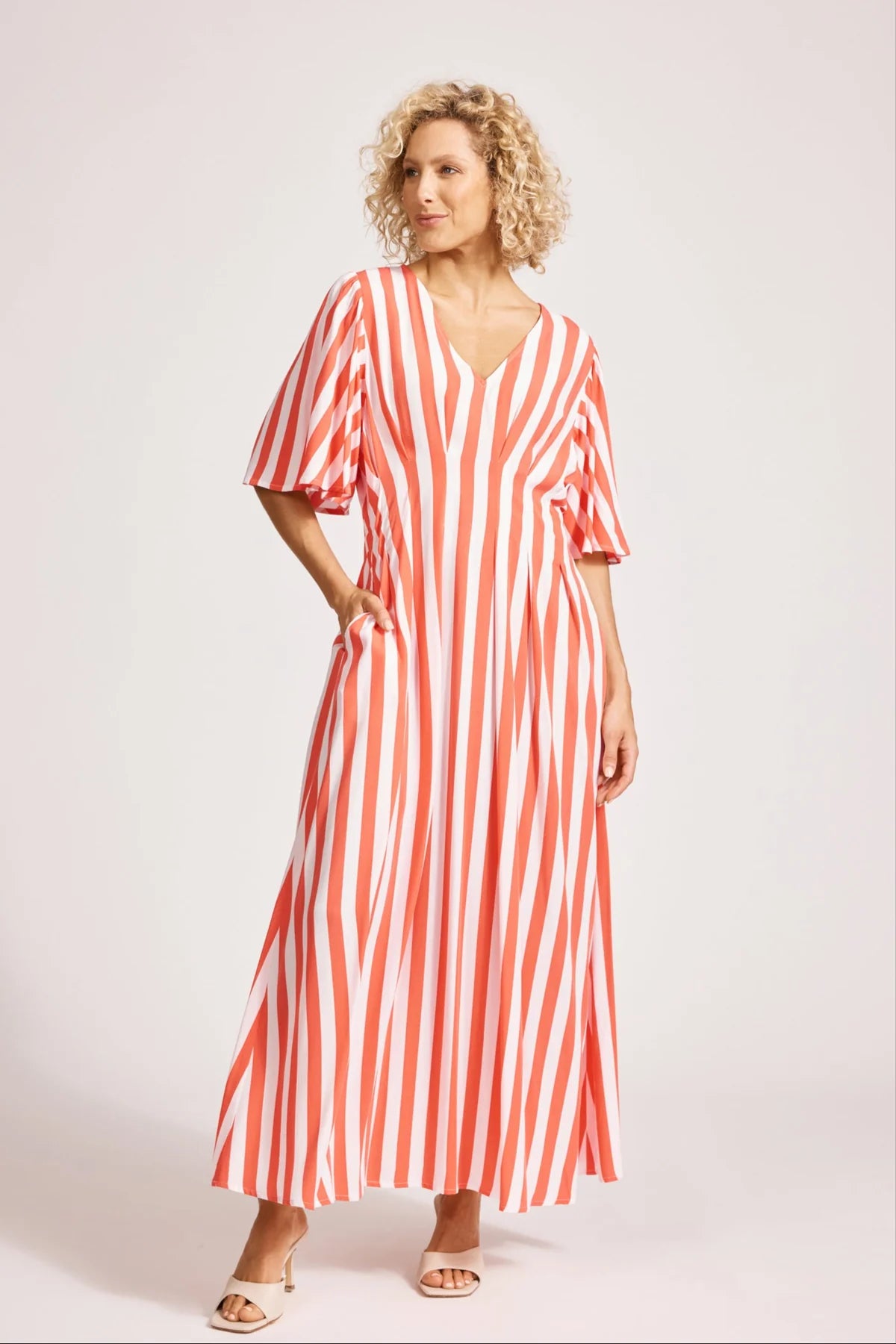Treville Stripe Maxi Dress Coral