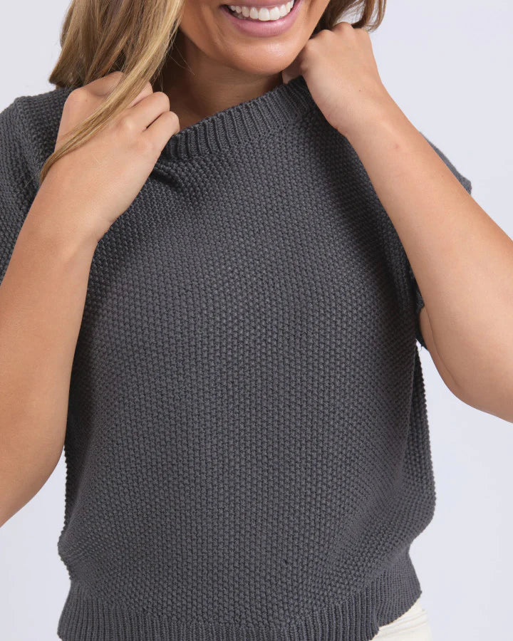 Blair Short Sleeve Knit Charcoal