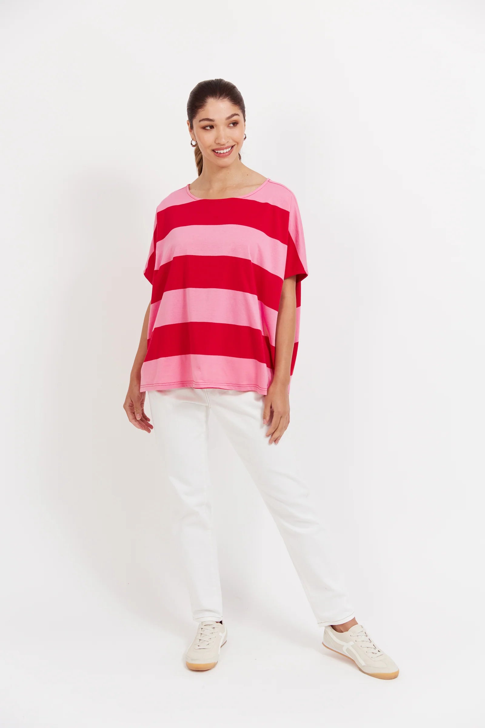 Jardin Stripe T-Shirt Garnet