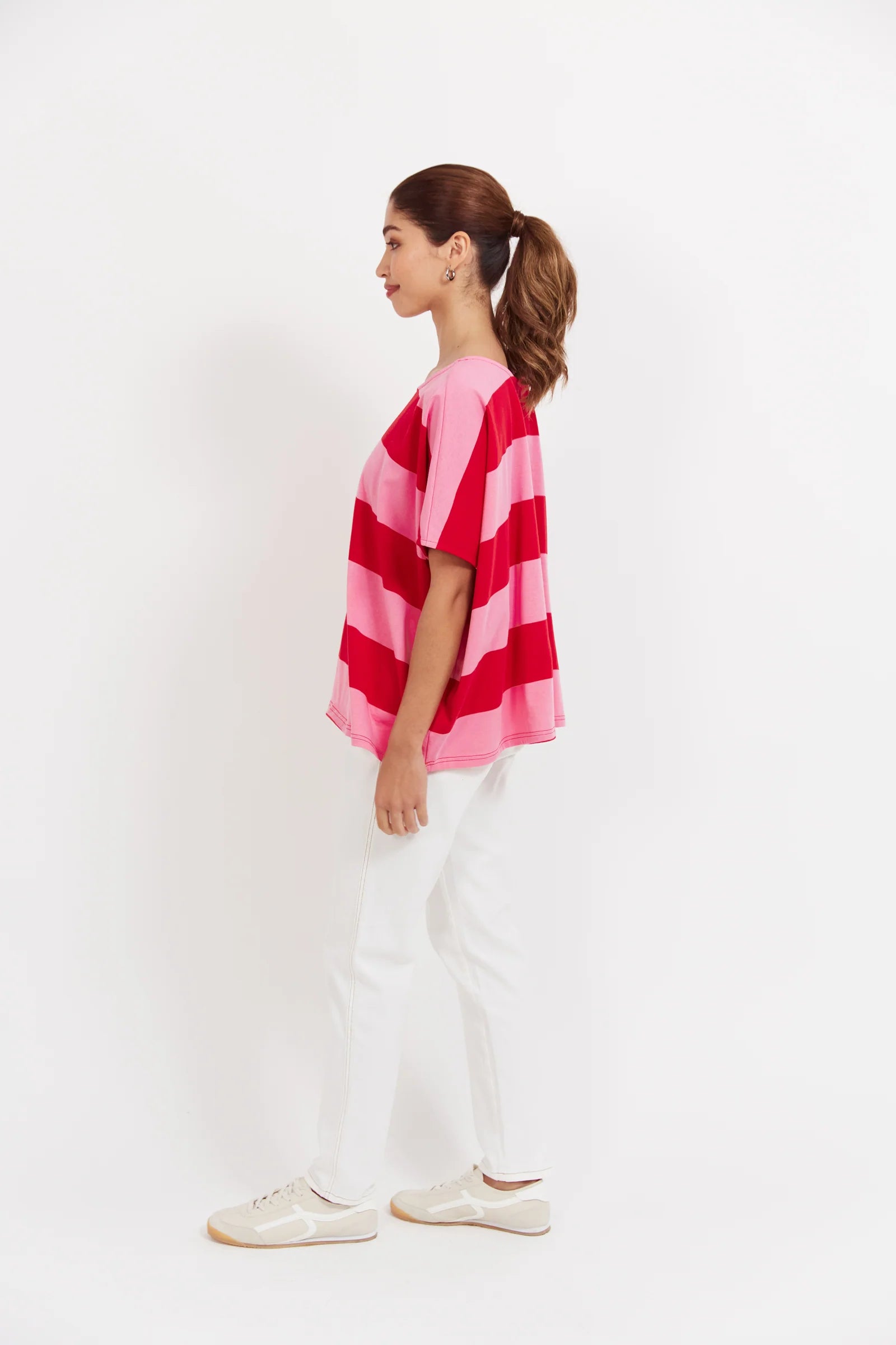 Jardin Stripe T-Shirt Garnet