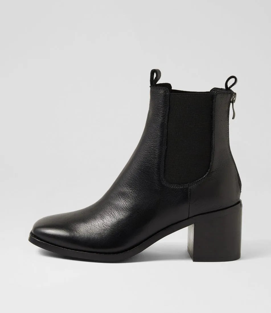 Slightly Black Leather Ankle Boots
