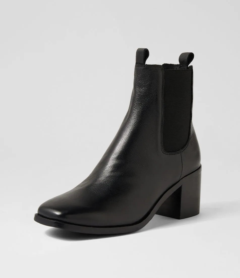 Slightly Black Leather Ankle Boots