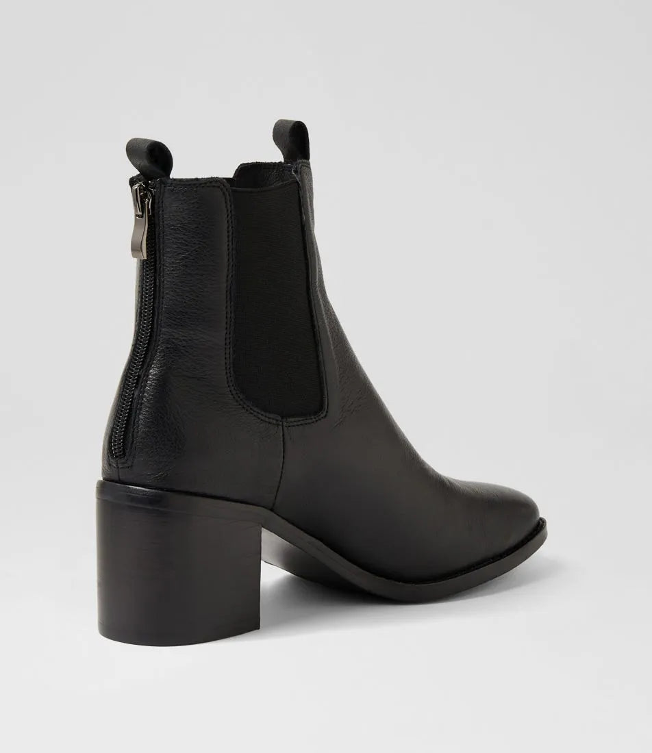 Slightly Black Leather Ankle Boots