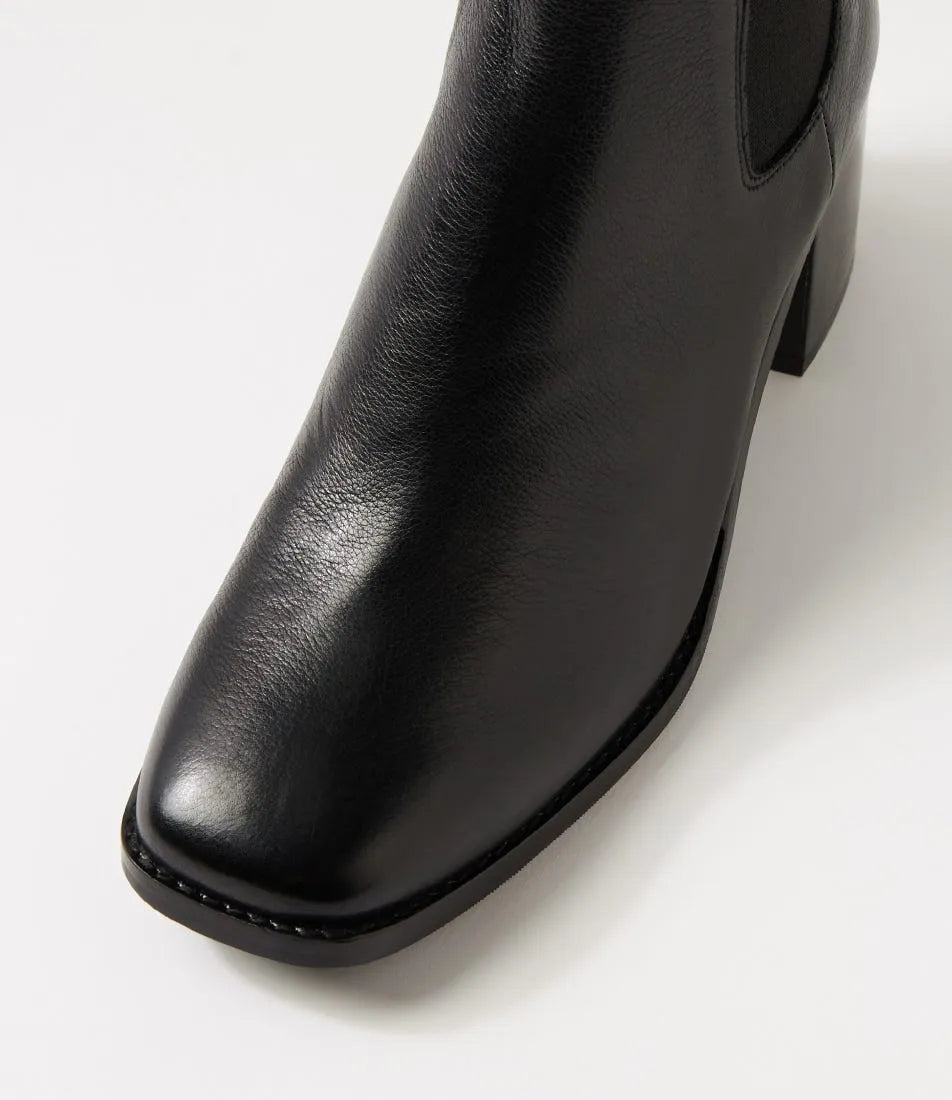 Slightly Black Leather Ankle Boots