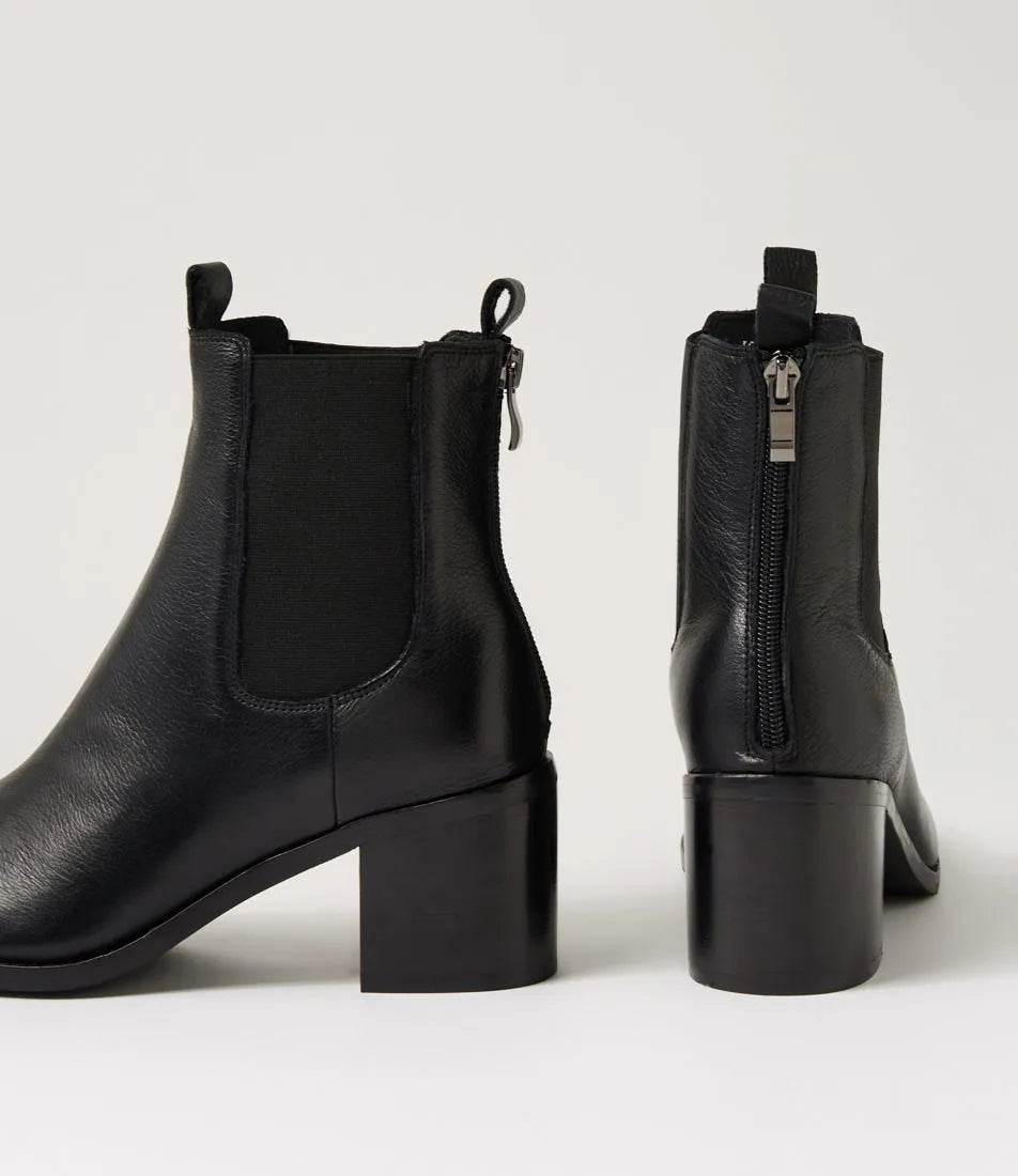 Slightly Black Leather Ankle Boots