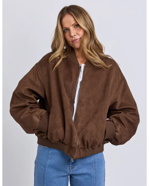 Evie Suede Bomber Chocolate
