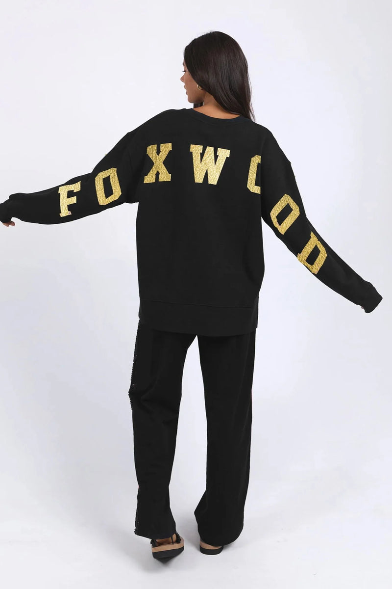 Metallic Interval Crew Black and Gold