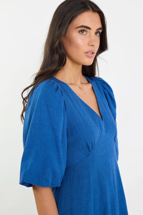 Port True Blue Mid Sleeve Button
Front Midi Dress