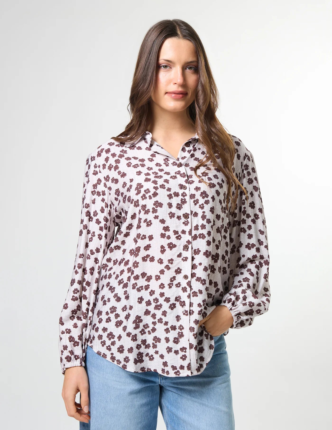 Charlotte Blouse Burgundy Bloom