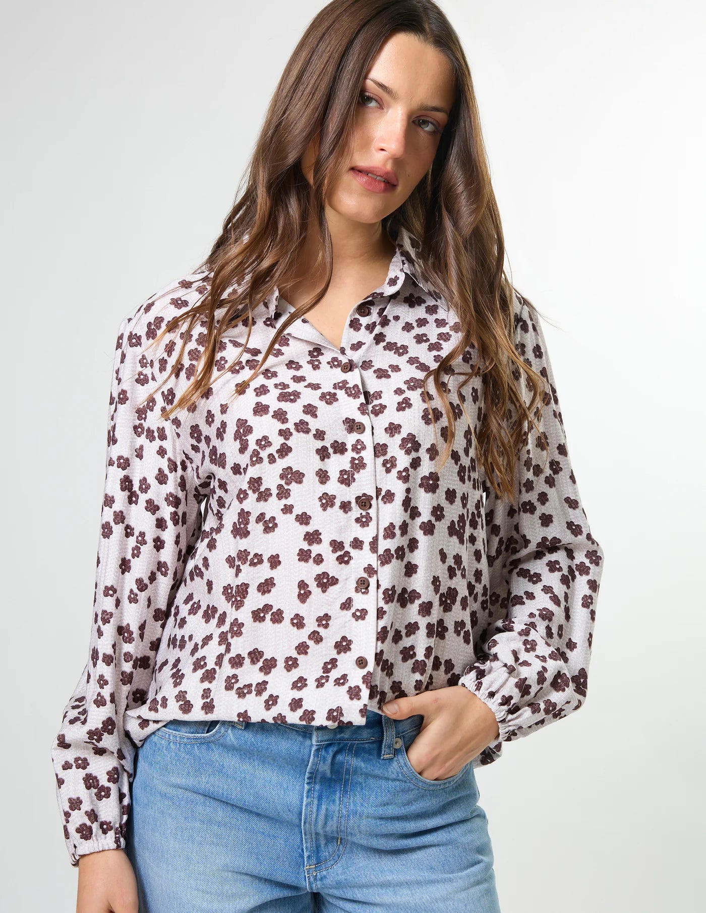 Charlotte Blouse Burgundy Bloom