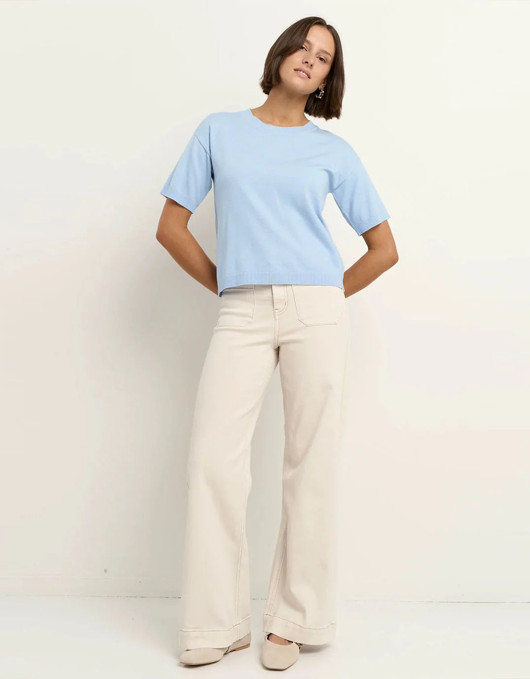Precise Knitted Tee Sky Blue