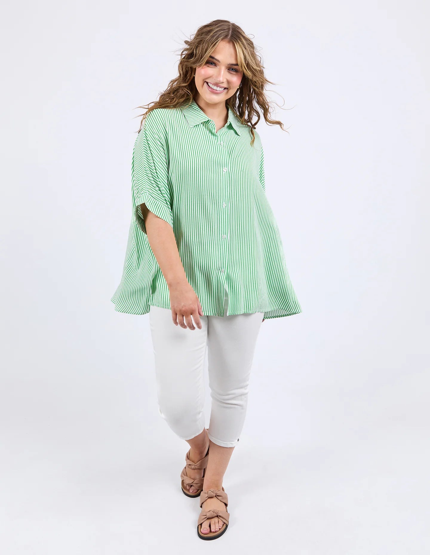 Luna Shirt Spring Green & White Stripe