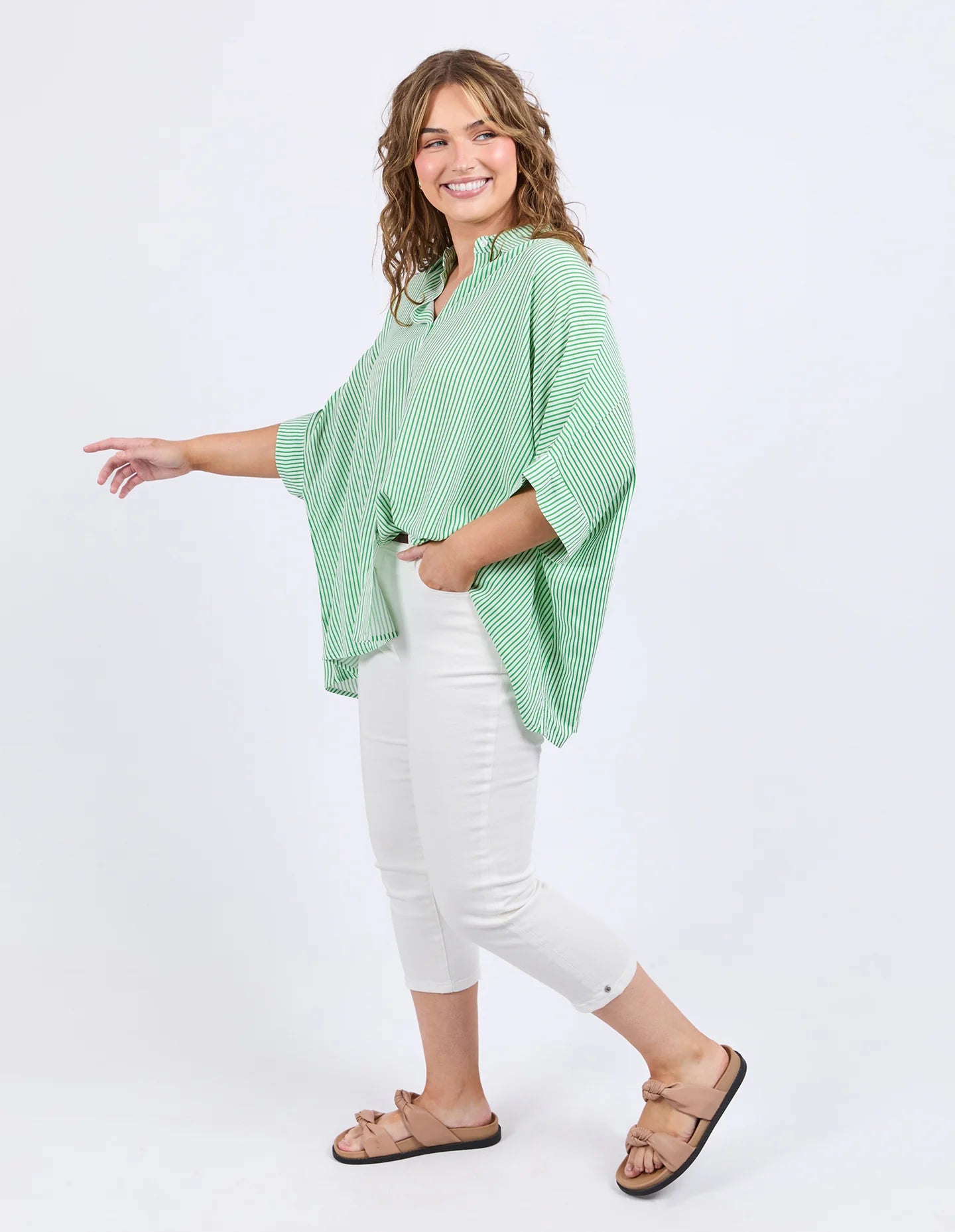 Luna Shirt Spring Green & White Stripe