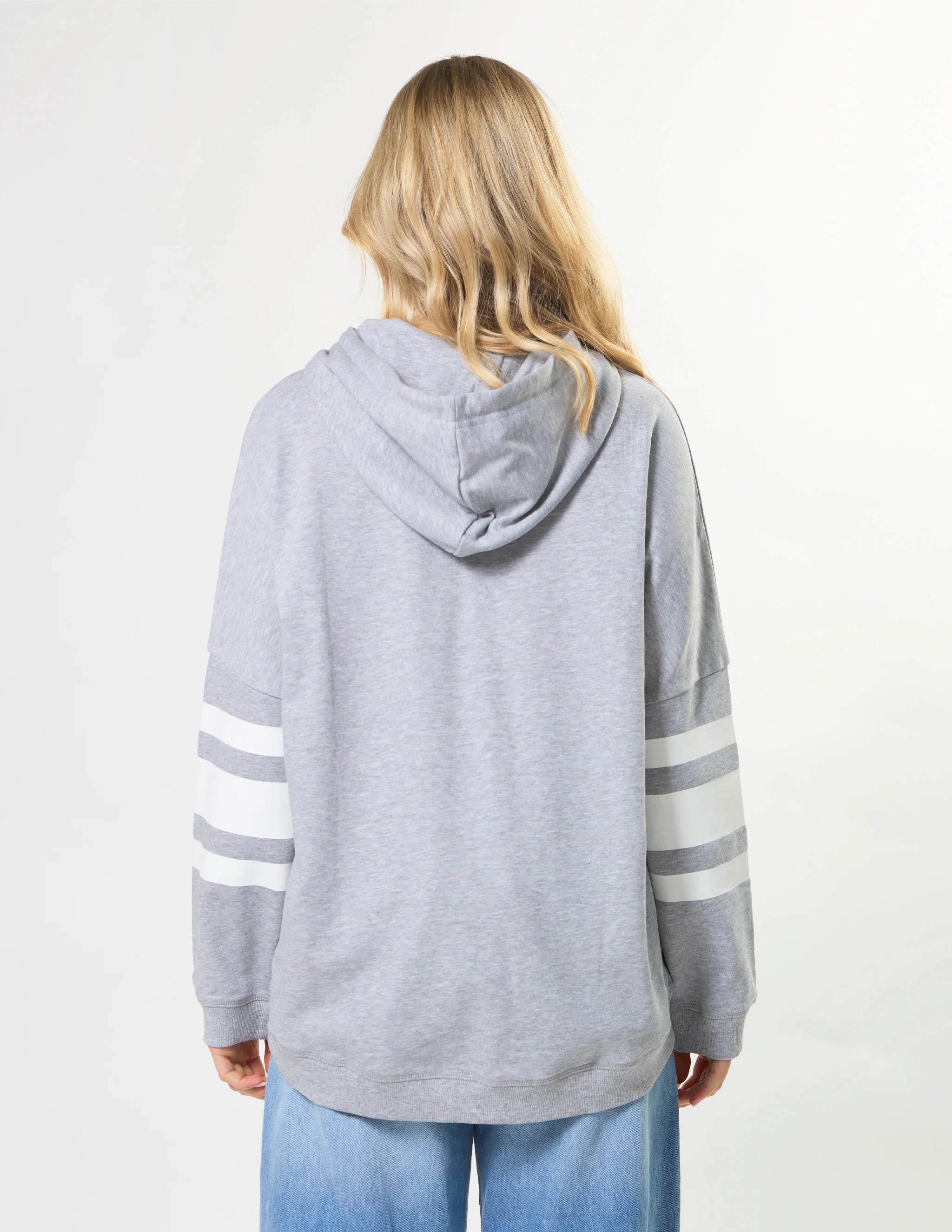Newport Relaxed Hoodie Grey Marle Icon Stripe