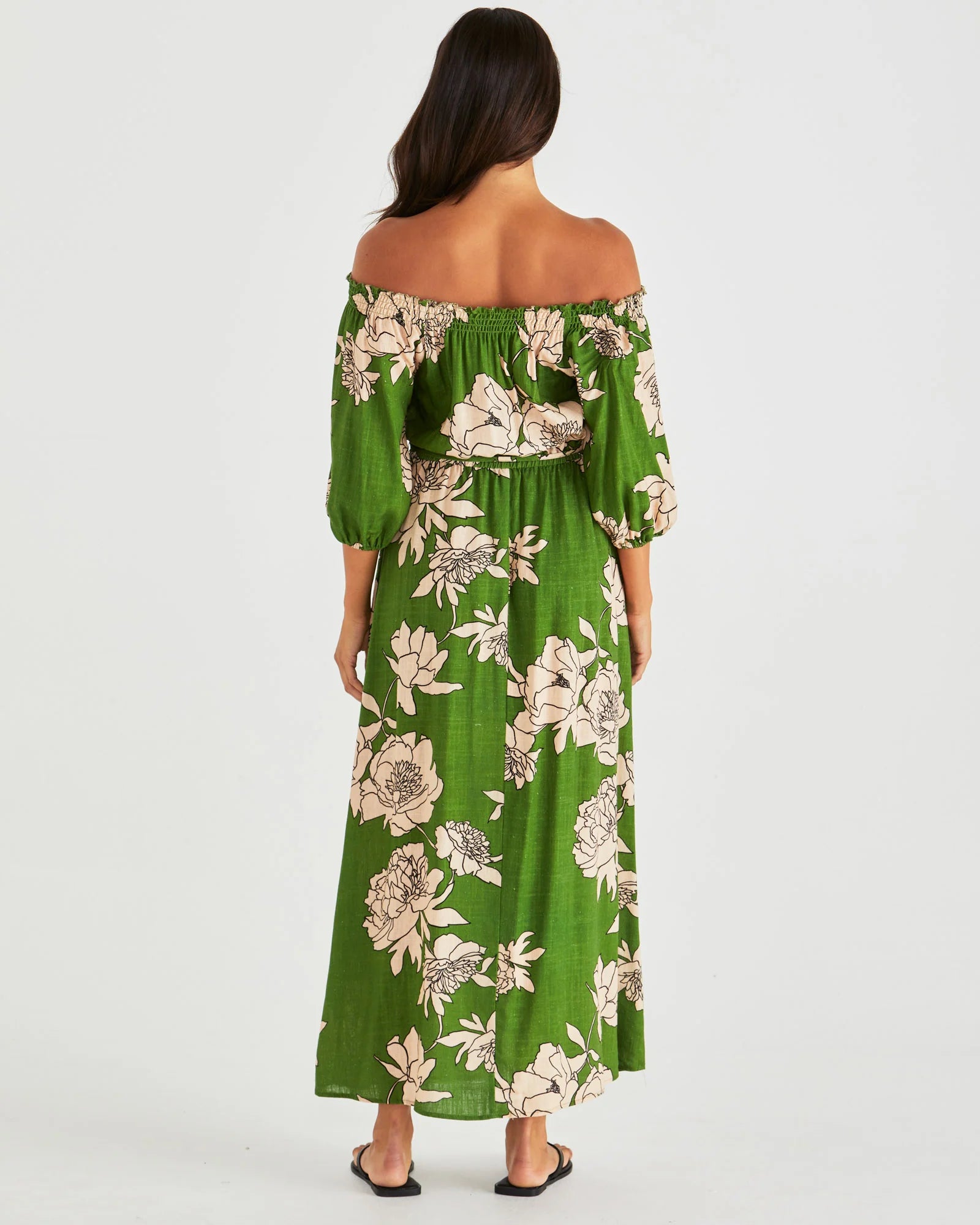 Antonie Off Shoulder Dress Moonflower Green