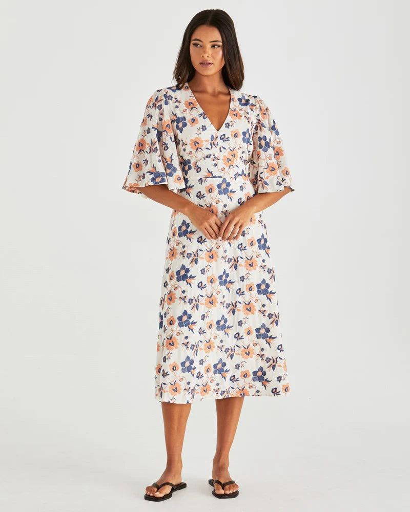 Luca Dress Floral Embroidery Navy