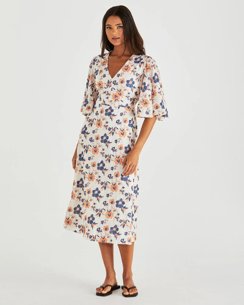 Luca Dress Floral Embroidery Navy