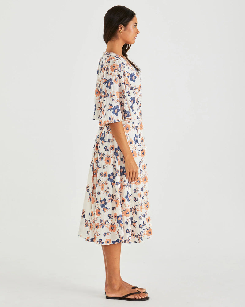 Luca Dress Floral Embroidery Navy
