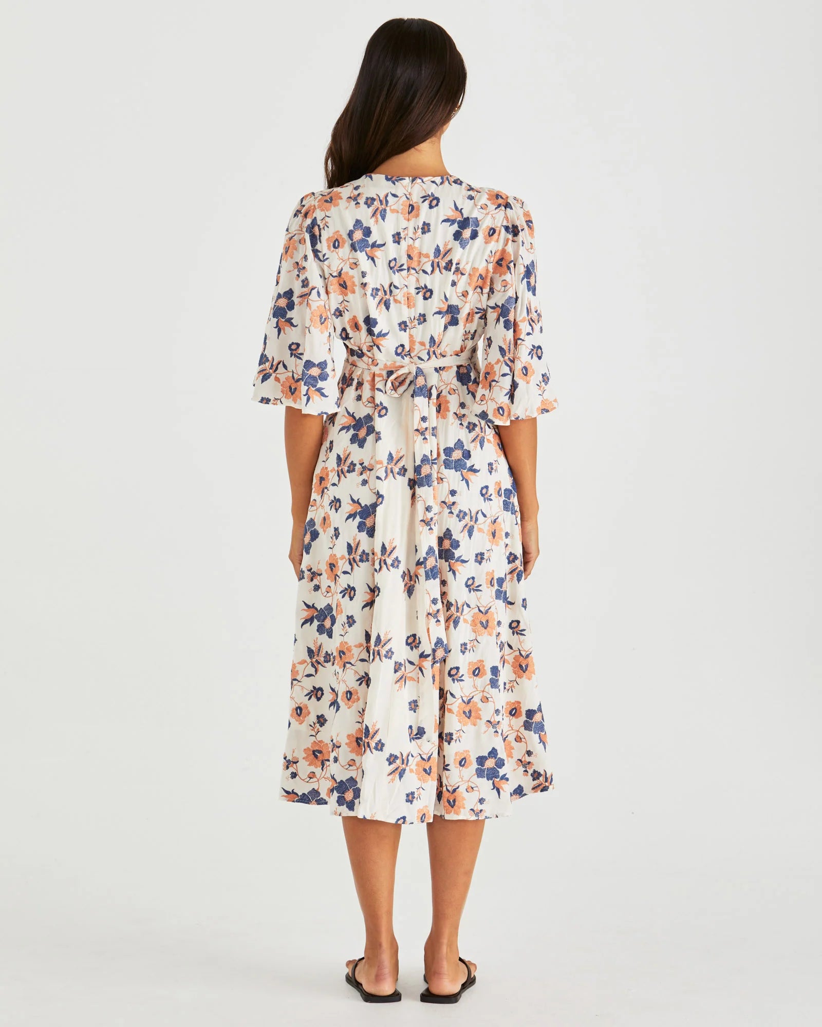 Luca Dress Floral Embroidery Navy