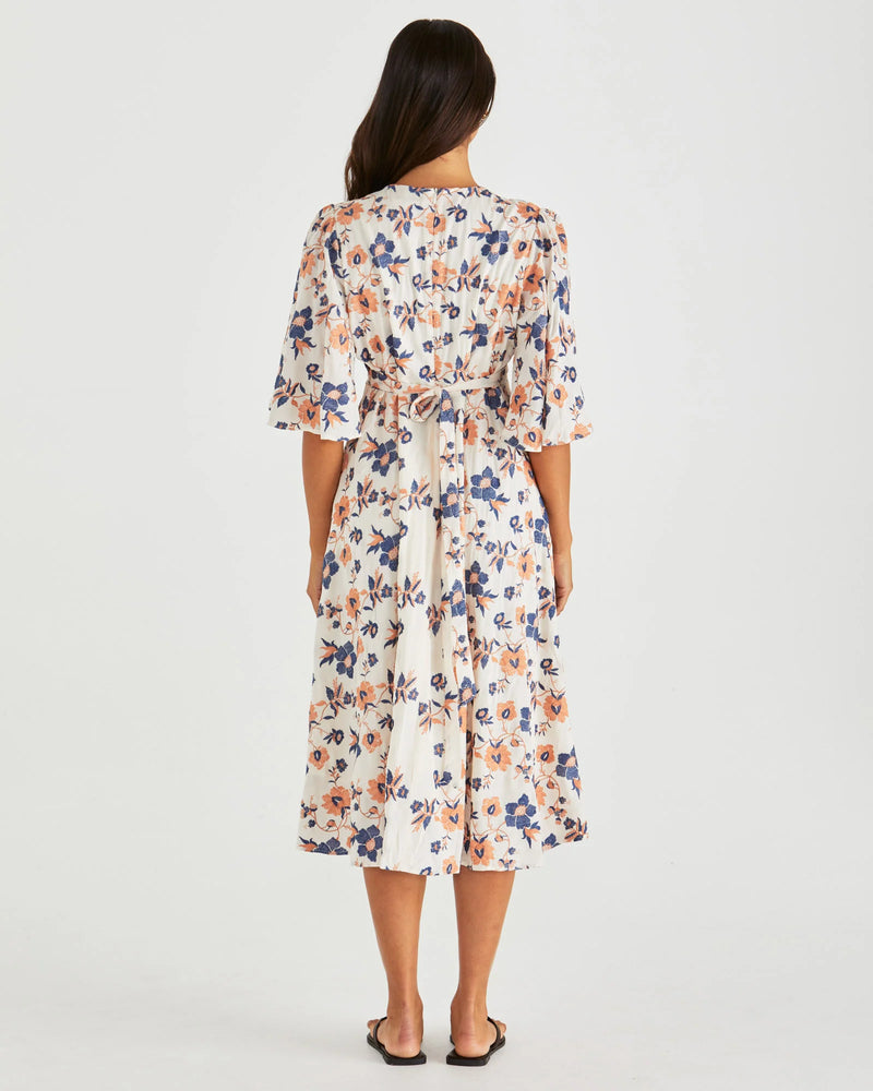 Luca Dress Floral Embroidery Navy