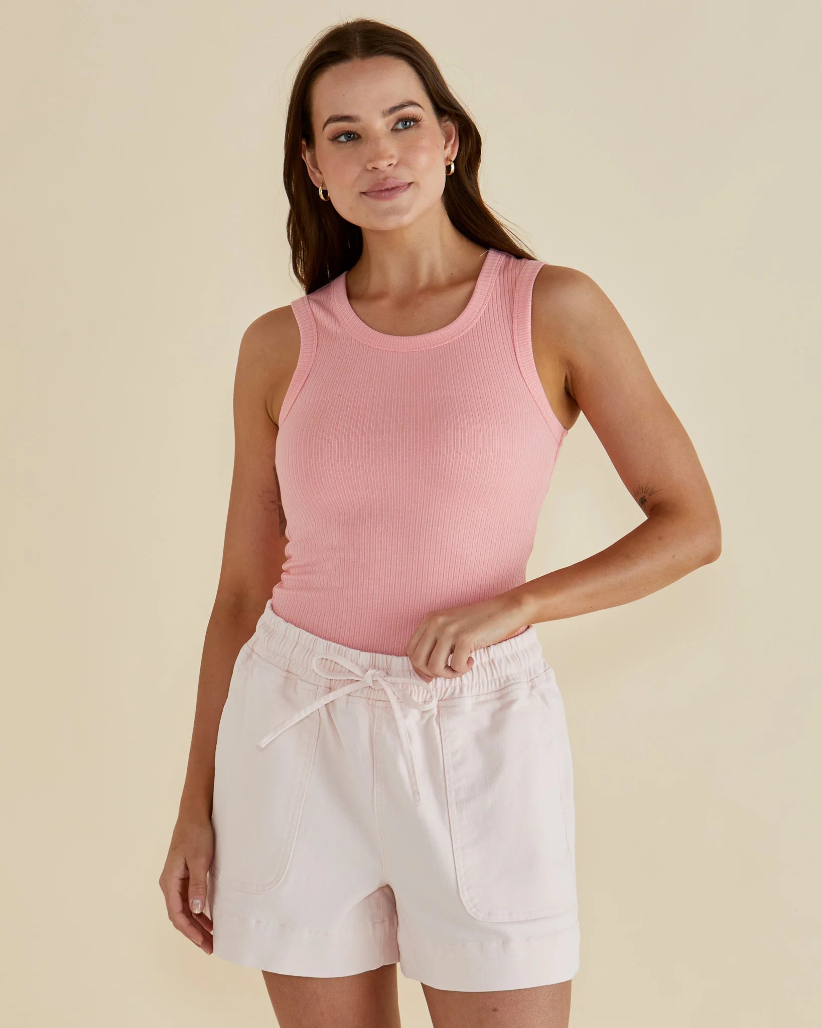 Francis Rib Tank Peach Pink