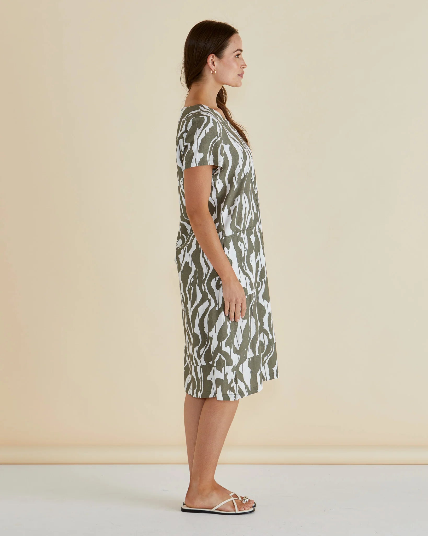 Elwood Dress Olive Geometric Green