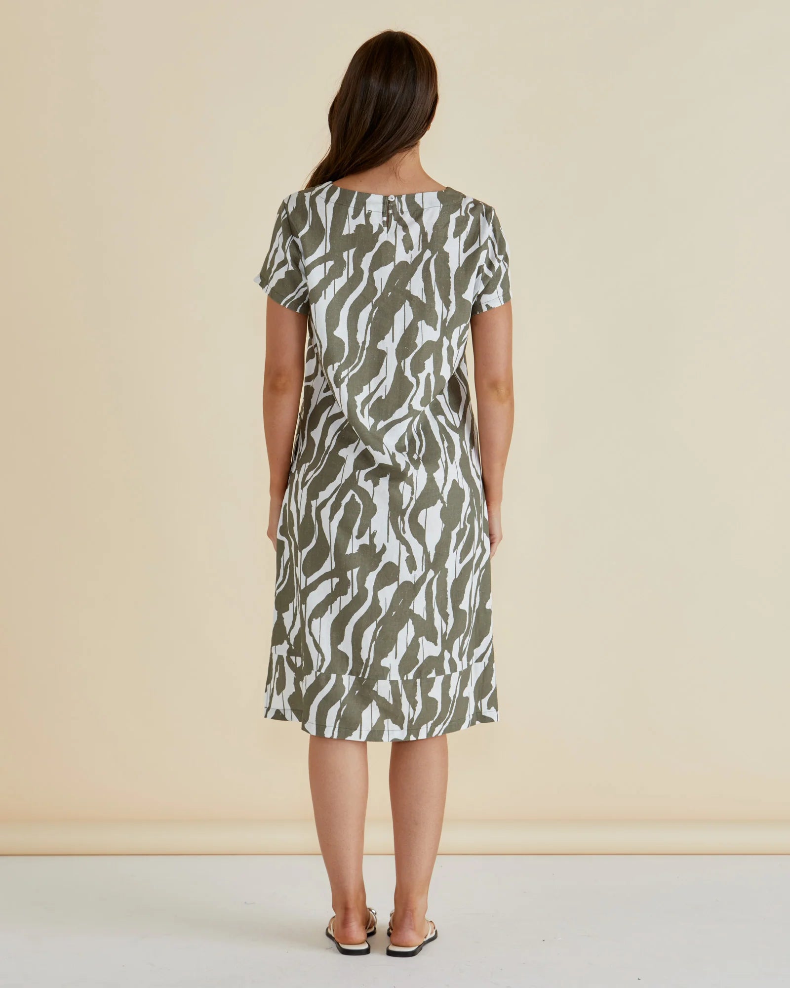 Elwood Dress Olive Geometric Green