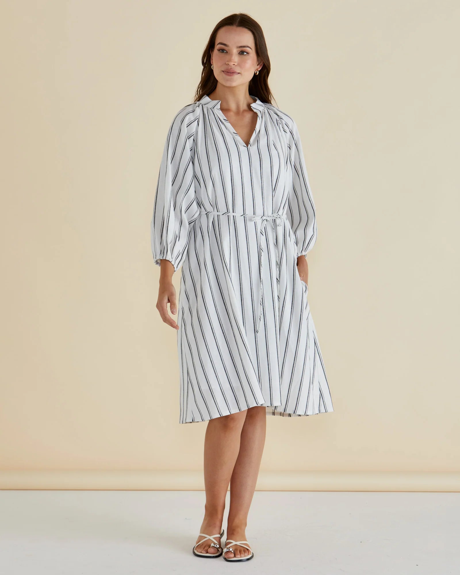 Jenna Dress Black/White Stripe
