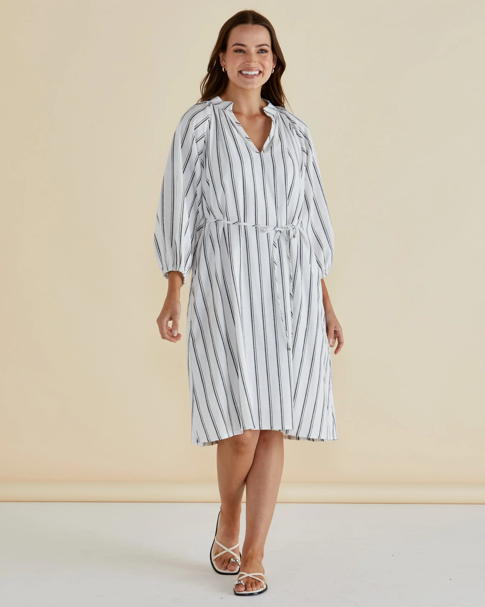 Jenna Dress Black/White Stripe