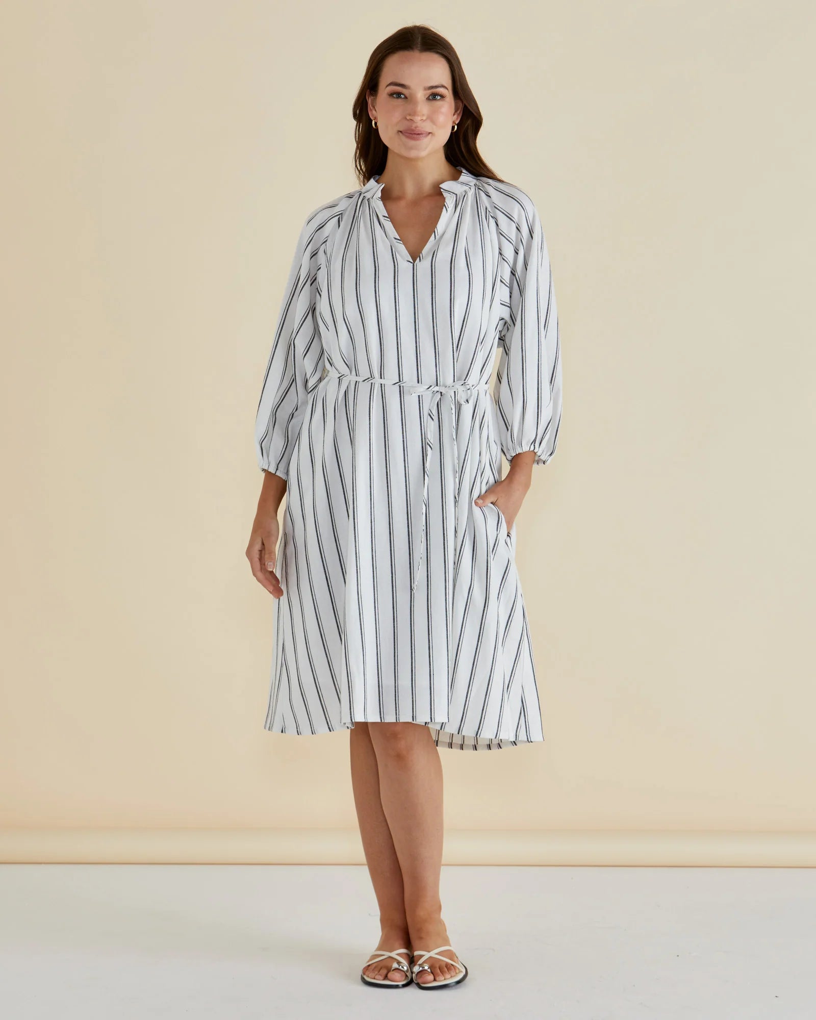 Jenna Dress Black/White Stripe