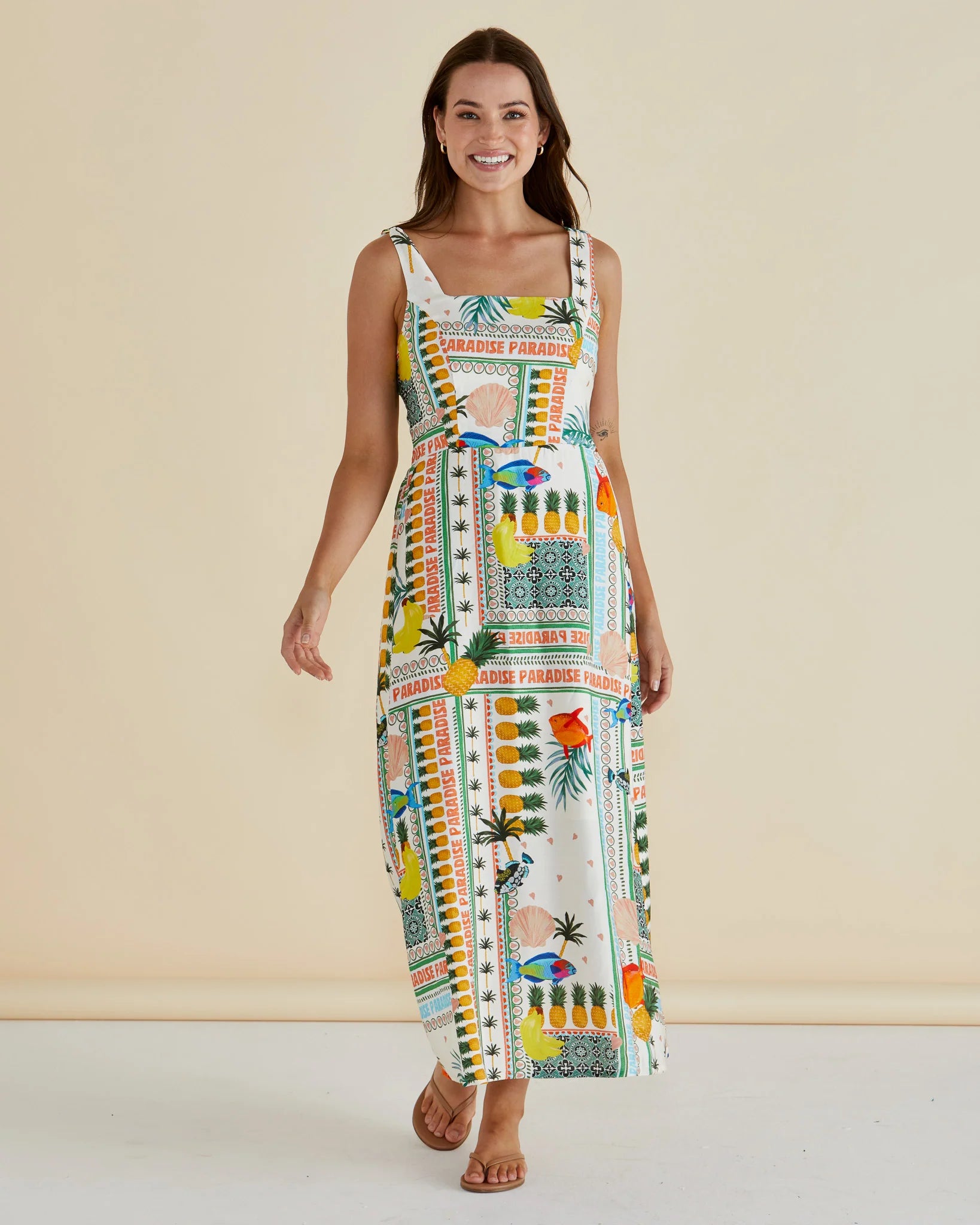 Tegan Midi Dress Paradise Print