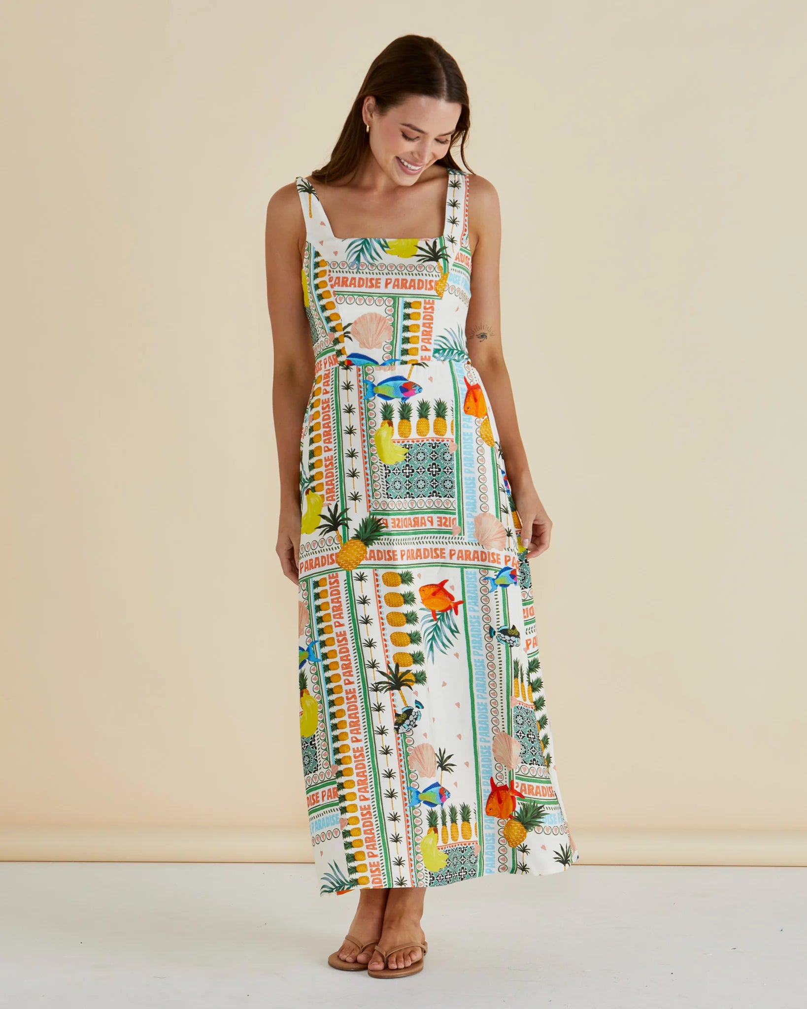 Tegan Midi Dress Paradise Print