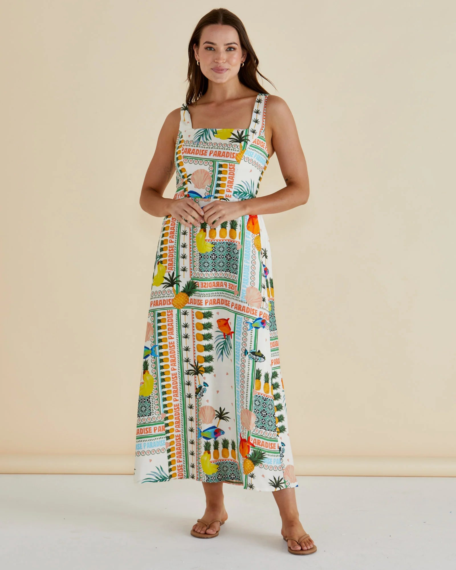 Tegan Midi Dress Paradise Print