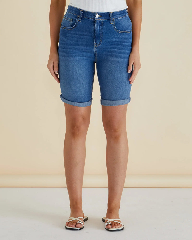 Bonnie Bermuda Denim Indigo Blue Mix
