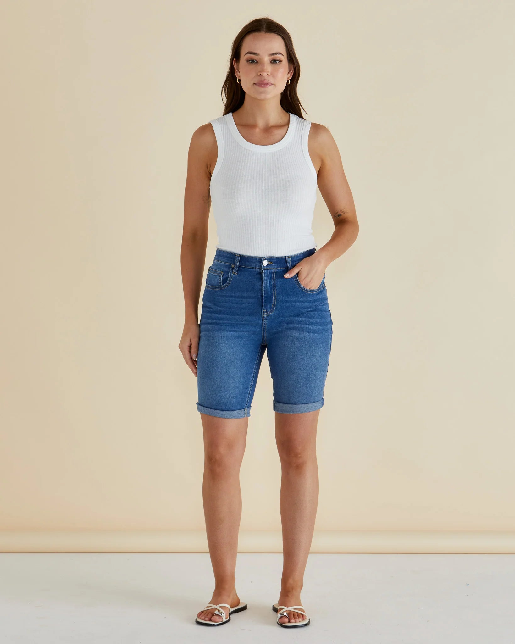 Bonnie Bermuda Denim Indigo Blue Mix