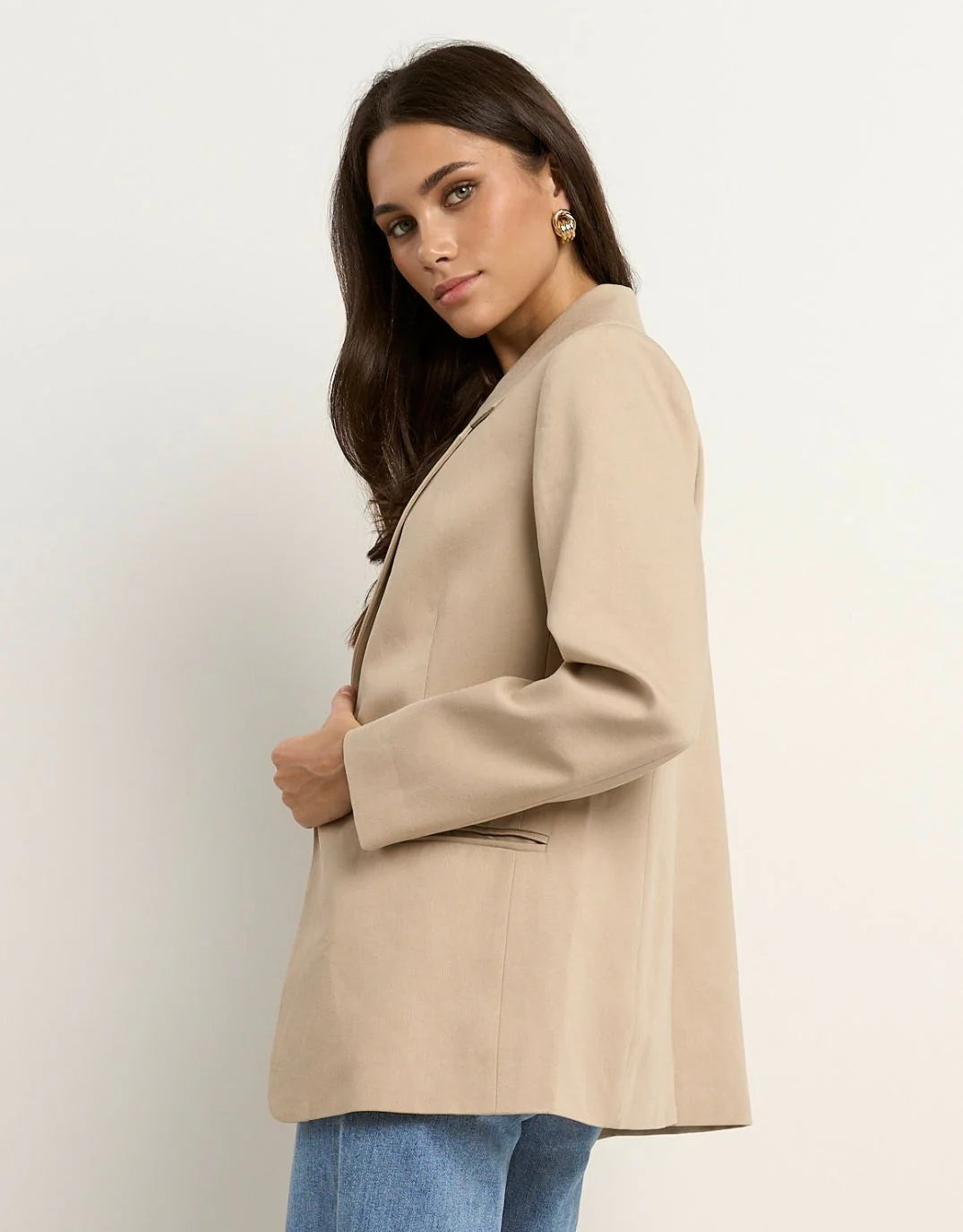 Atlantic Lyocell Cotton Classic Blazer Taupe