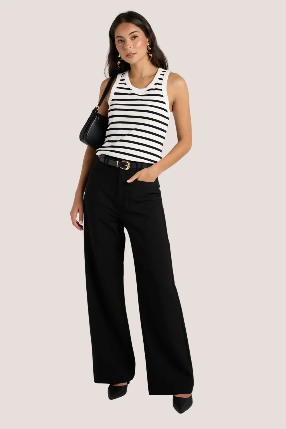 Zoey Black Tailored High Rise Wide Leg Pocket Pants