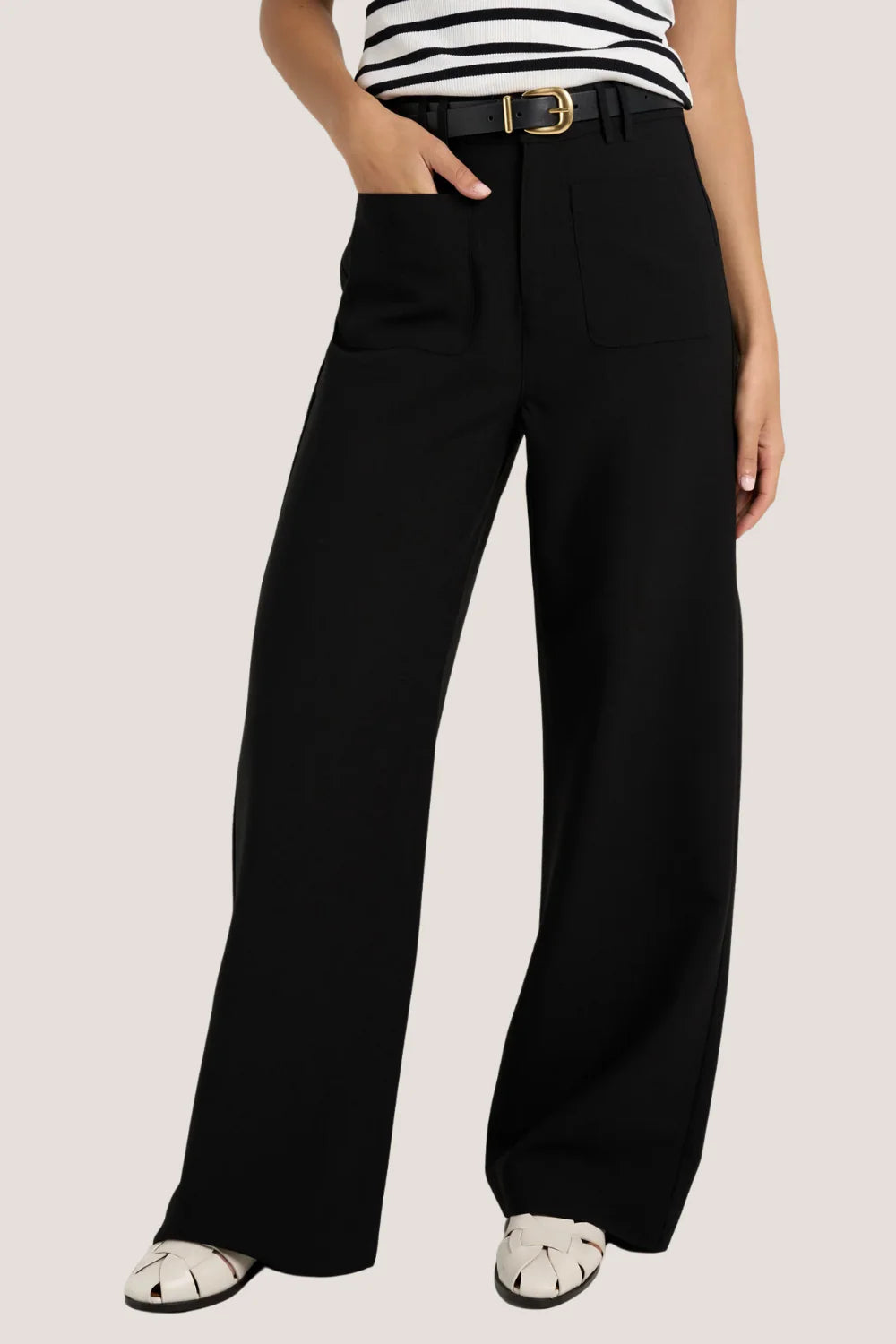 Zoey Black Tailored High Rise Wide Leg Pocket Pants