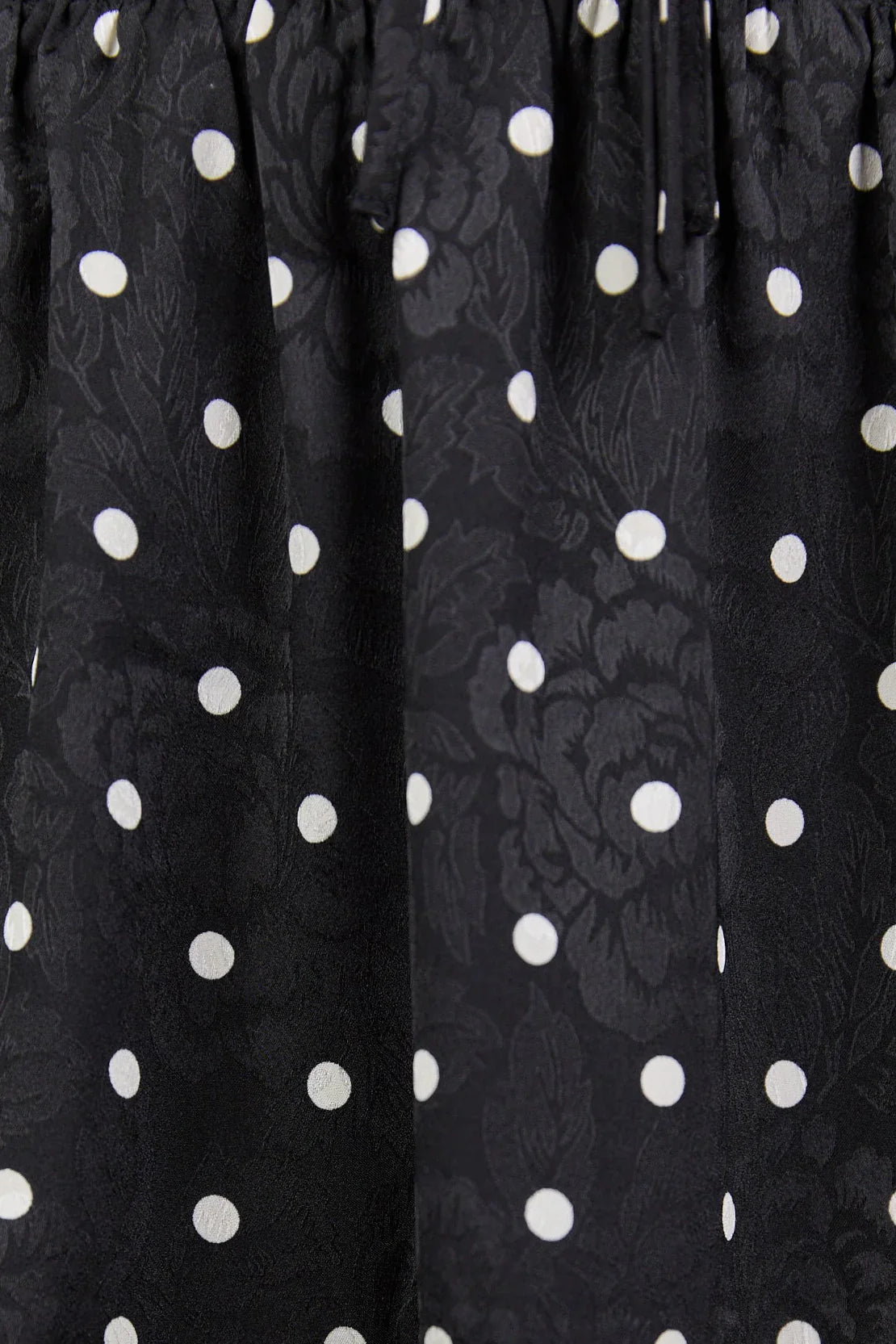 Nuance Mini Polka Dot Long Sleeve V Neck Shired Waist Tiered Midi Black