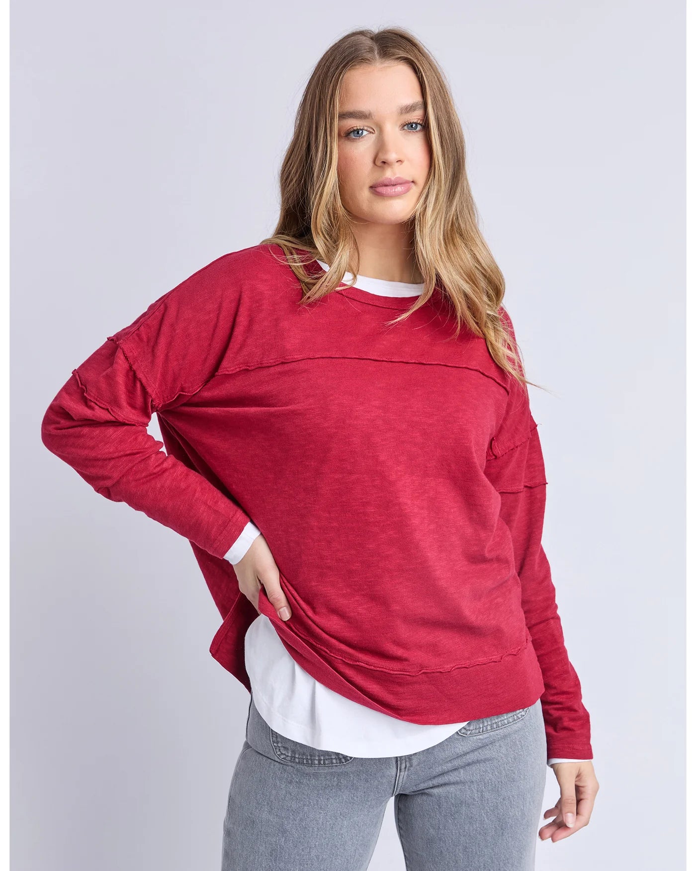 Jayne Throw on Top Rhubarb Red