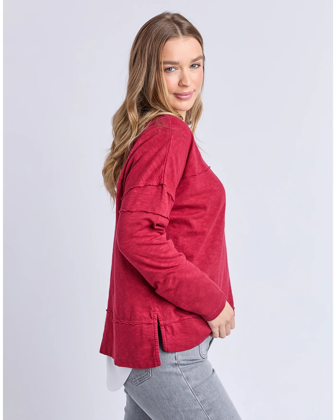 Jayne Throw on Top Rhubarb Red