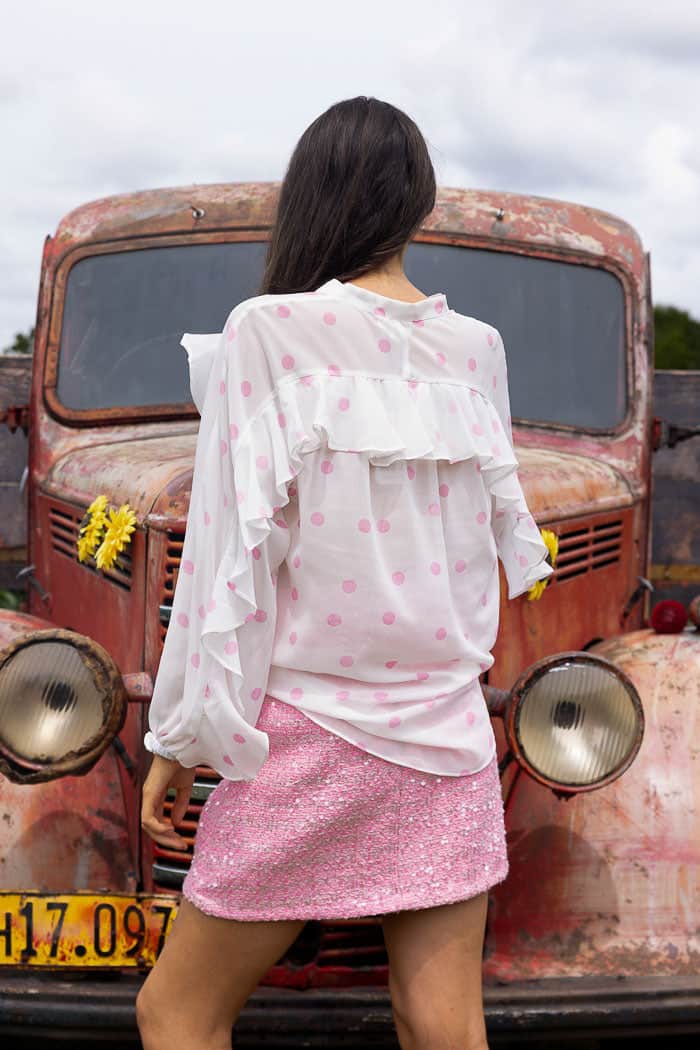 Quinn Blouse Pink Dot White