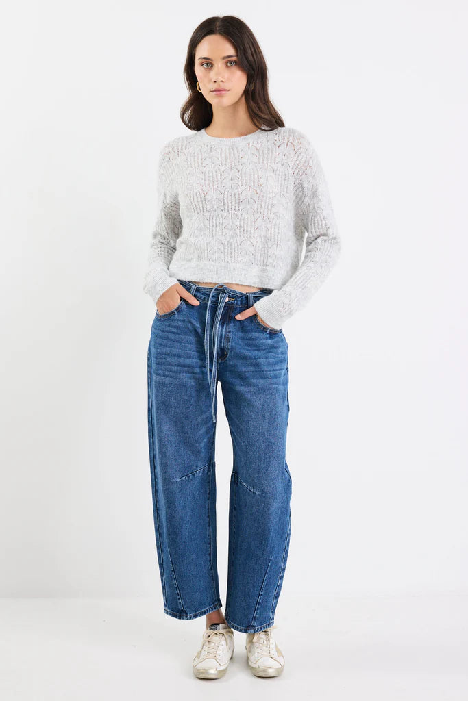 Adulation Grey Marle Pointelle Fluffy Jumper