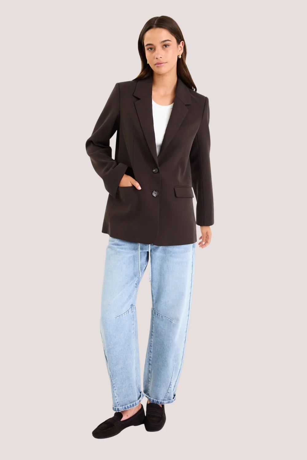 Diploma Dark Chocolate Two Button Vent Sleeve Blazer