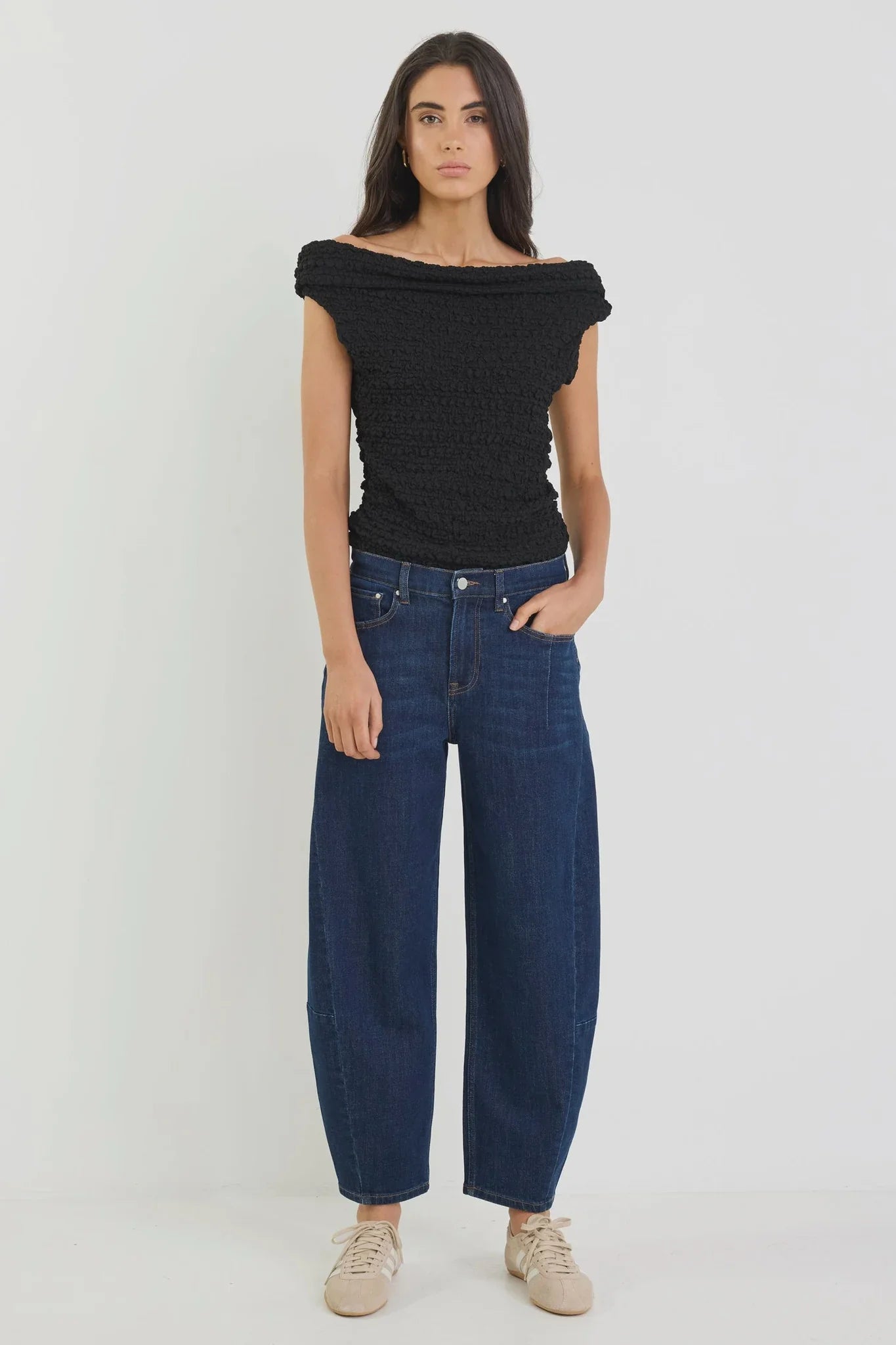Graduate Stretch Barrel Jeans Dark Blue