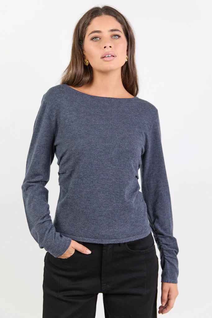 Groove Charcoal Long Sleeve
Knit Top