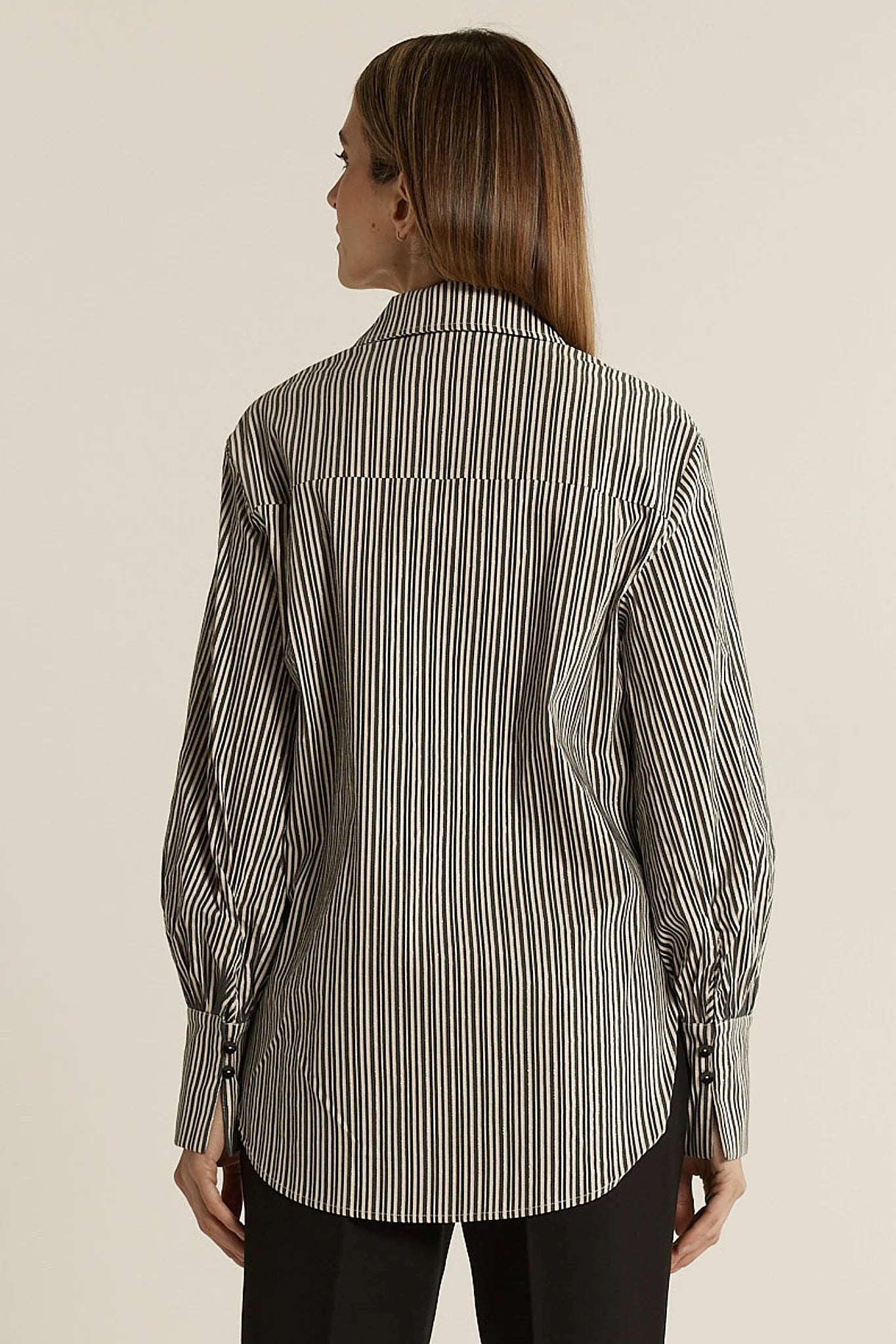 Balloon Sleeve Shirt Black Stripe