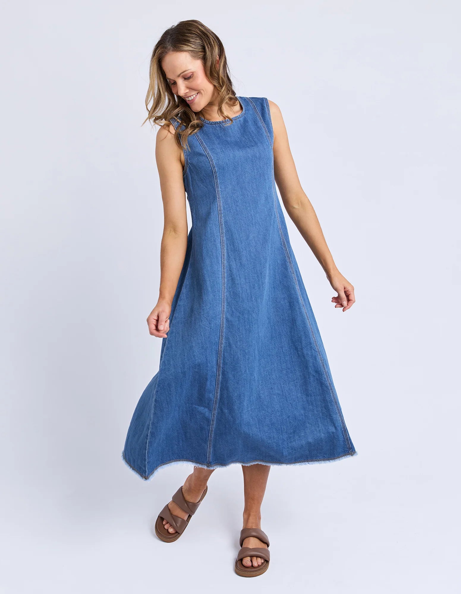 Solene Denim Dress Mid Blue