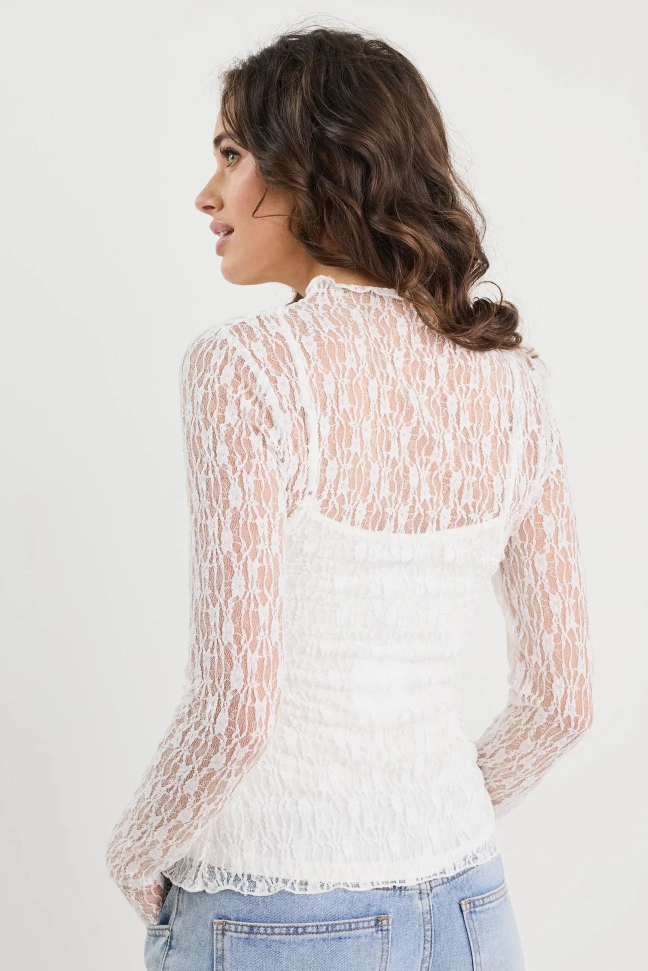 Giving Ivory Lace Long Sleeve Top
