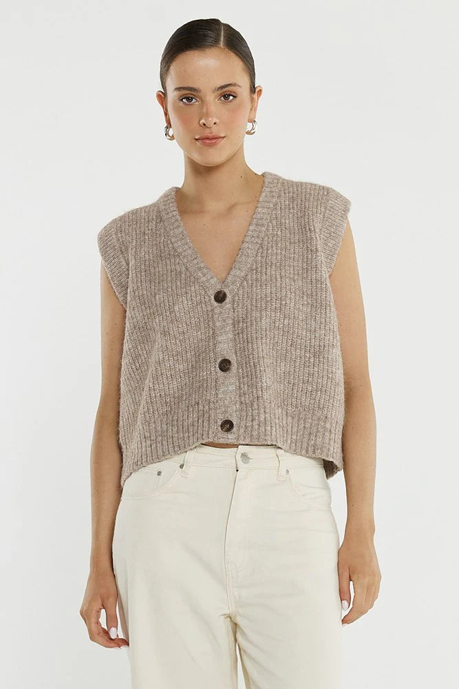 Lil Button Vest Fawn